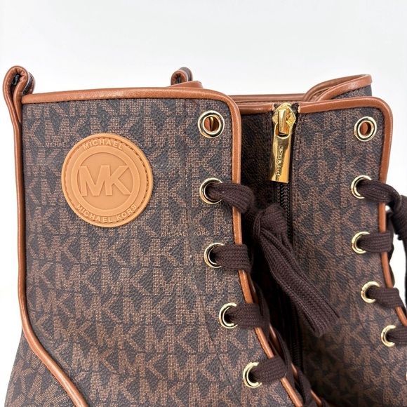 MICHAEL KORS | Corey MK Logo Combat Boots in Brown | Sz 8 - Picture 9 of 16
